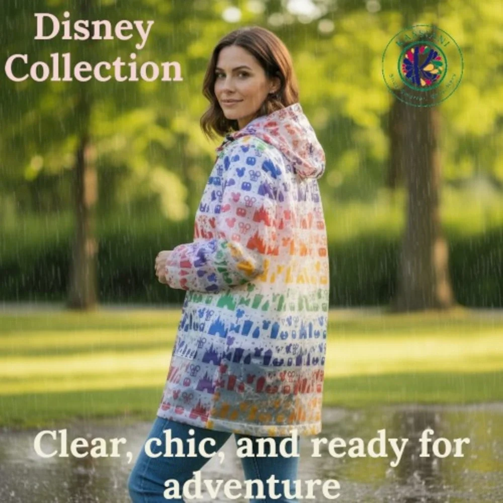 Rainbow Disney Collection Disney Parks Rain Jacket – Clear Translucent Women's M